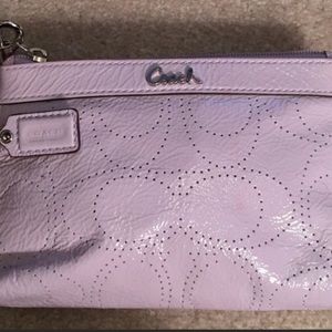 Coach Purple Patented Leather Wristlet NWOT